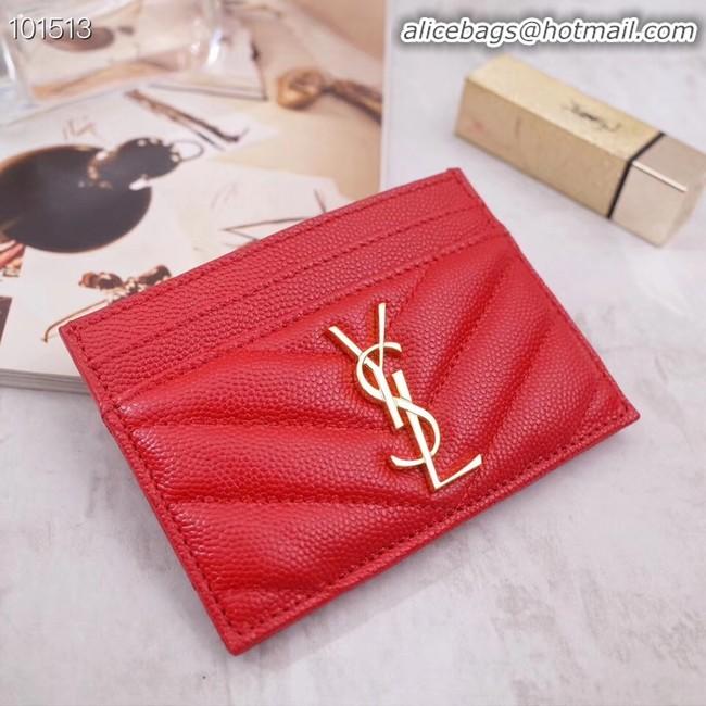 Top Design SAINT LAURENT Monogram leather card holder 88337 Gold-Tone Metal red