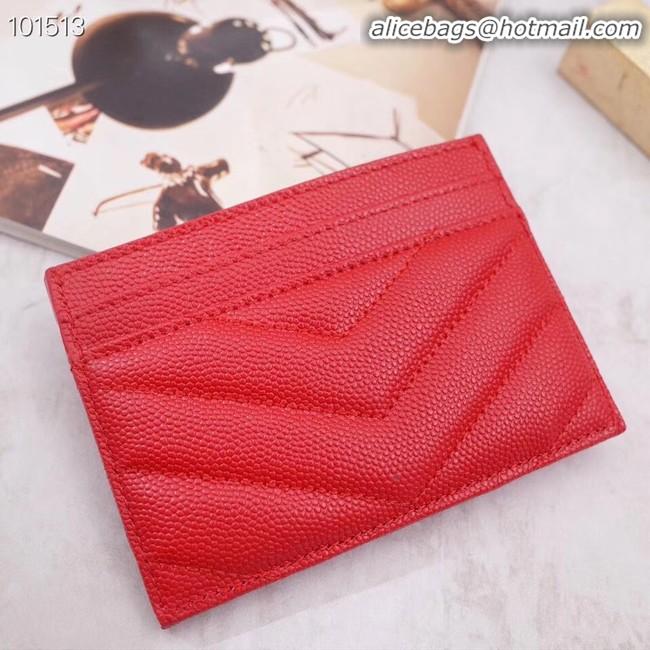 Top Design SAINT LAURENT Monogram leather card holder 88337 Gold-Tone Metal red