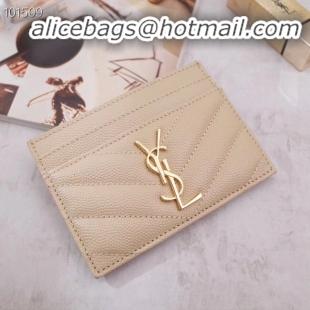 Trendy Design SAINT LAURENT Monogram leather card holder 88337 Gold-Tone Metal apricot