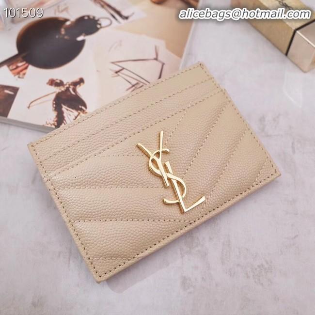 Trendy Design SAINT LAURENT Monogram leather card holder 88337 Gold-Tone Metal apricot