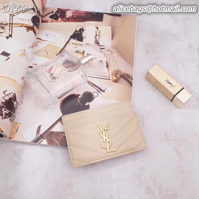 Trendy Design SAINT LAURENT Monogram leather card holder 88337 Gold-Tone Metal apricot