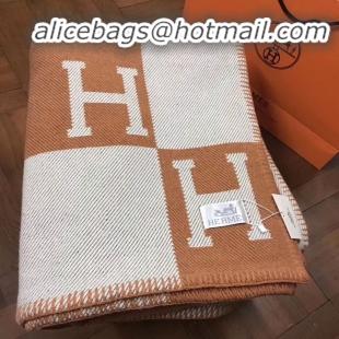 Grade Quality Hermes Lambswool & Cashmere Shawl & Blanket 71152 Orange