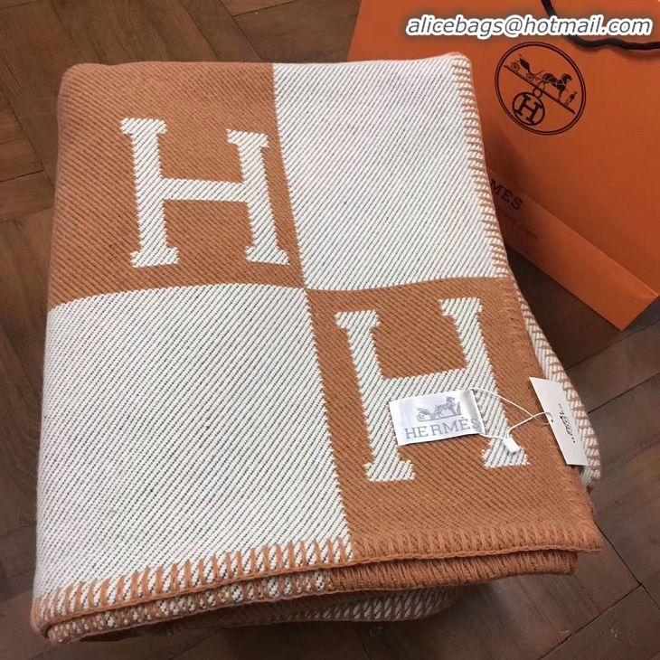 Grade Quality Hermes Lambswool & Cashmere Shawl & Blanket 71152 Orange