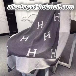 AAAAA Discount Hermes Lambswool & Cashmere Shawl & Blanket 71155 Gray