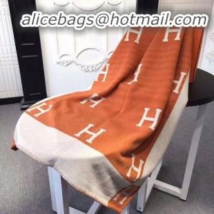 Duplicate Hermes Lambswool & Cashmere Shawl & Blanket 71155 Orange