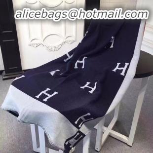 Low Price Faux Hermes Lambswool & Cashmere Shawl & Blanket 71155 Navy