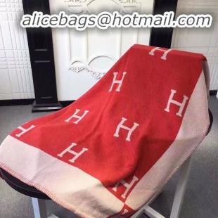 Top Quality Hermes Lambswool & Cashmere Shawl & Blanket 71155 Red