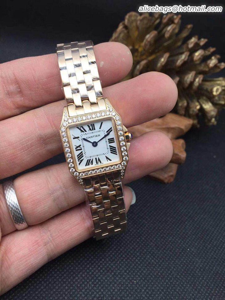 Best Quality Cartier Santos Demoiselle 18K Rose Gold Ladies Swiss Quartz Wristwatch-WF9002Y7