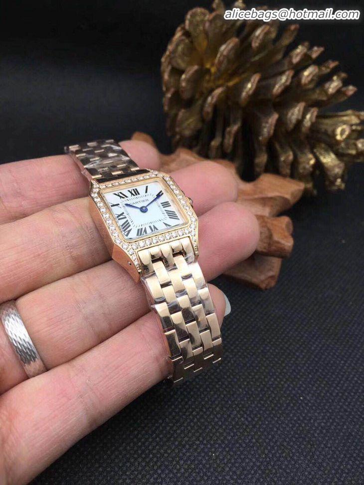 Best Quality Cartier Santos Demoiselle 18K Rose Gold Ladies Swiss Quartz Wristwatch-WF9002Y7