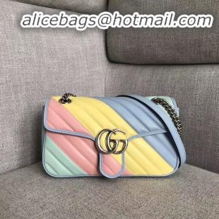 Luxury Classic Gucci GG Marmont small shoulder bag 443497 green&pink&yellow&blue