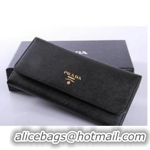 Hot Fashion Prada Saffiano Leather Bifond Wallet 1M11335 Black