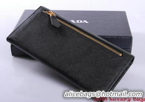 Hot Fashion Prada Saffiano Leather Bifond Wallet 1M11335 Black