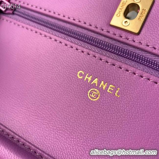 Reproduction Chanel MINI Flap Bag Original Sheepskin Leather 33814 Lavender