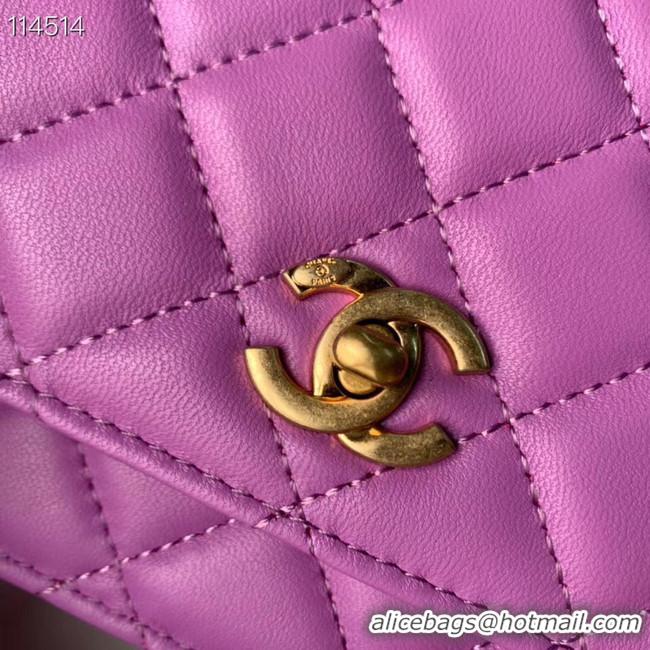 Reproduction Chanel MINI Flap Bag Original Sheepskin Leather 33814 Lavender