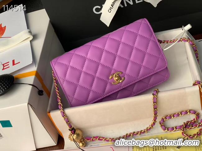 Reproduction Chanel MINI Flap Bag Original Sheepskin Leather 33814 Lavender