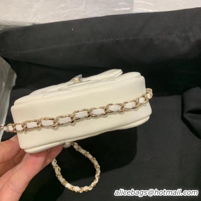 New Style Shop Duplicate Chanel mini flap Imitation Pearls bag AS1345 white