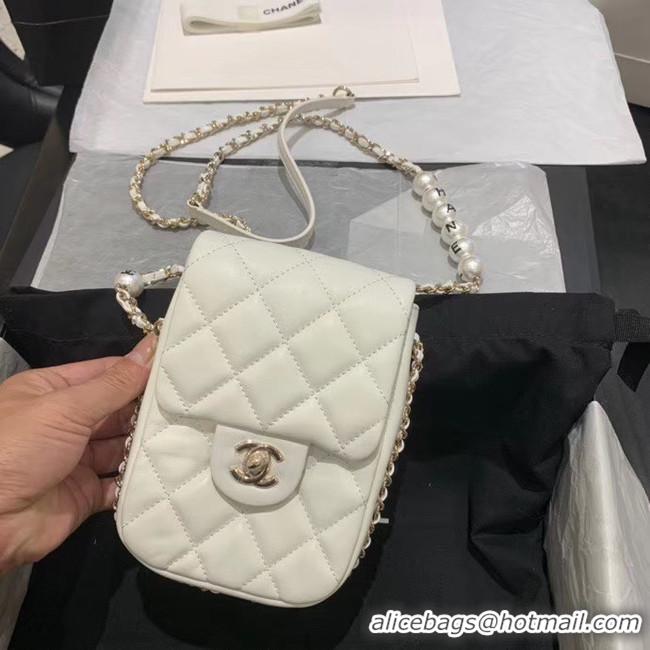 New Style Shop Duplicate Chanel mini flap Imitation Pearls bag AS1345 white