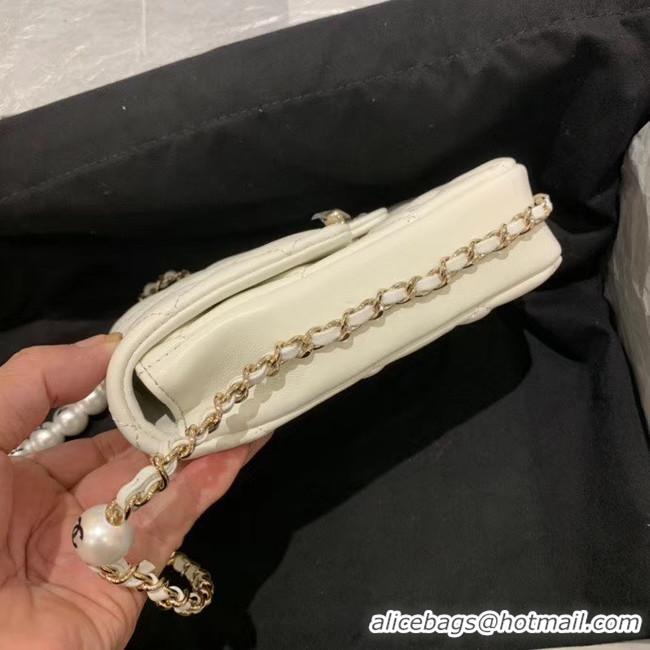 New Style Shop Duplicate Chanel mini flap Imitation Pearls bag AS1345 white