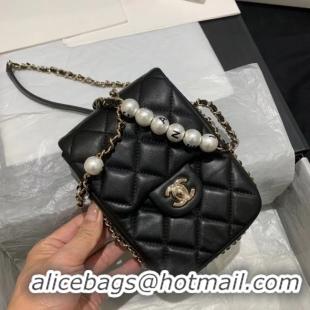 Reproduction Chanel mini flap Imitation Pearls bag AS1345 black