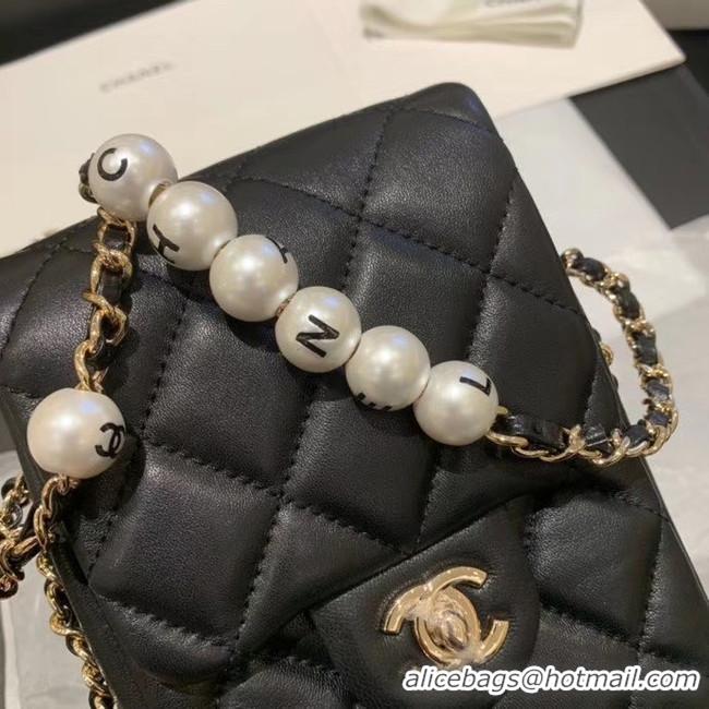 Reproduction Chanel mini flap Imitation Pearls bag AS1345 black