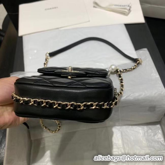 Reproduction Chanel mini flap Imitation Pearls bag AS1345 black