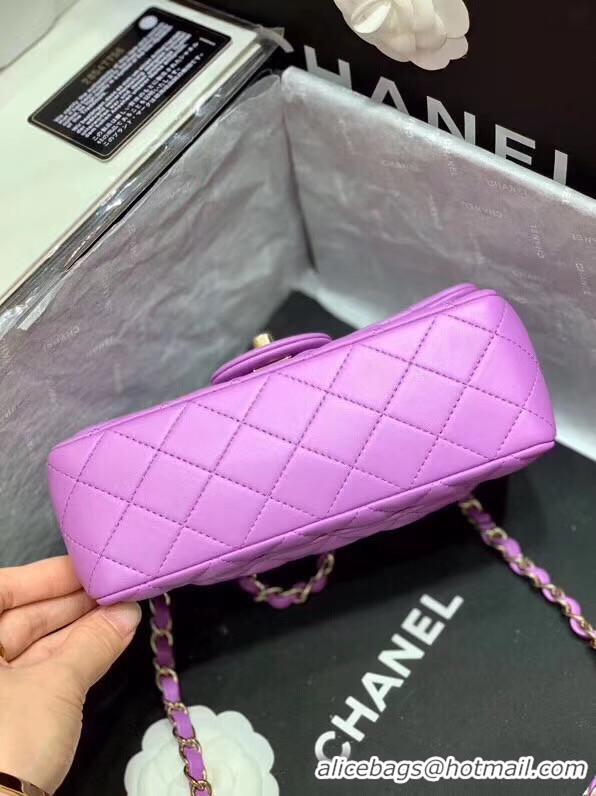 Top Quality Chanel MINI Flap Bag Original Sheepskin Leather 1116 Lavender & Gold-Tone Metal