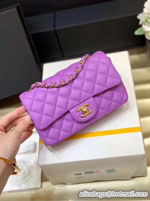 Top Quality Chanel MINI Flap Bag Original Sheepskin Leather 1116 Lavender & Gold-Tone Metal