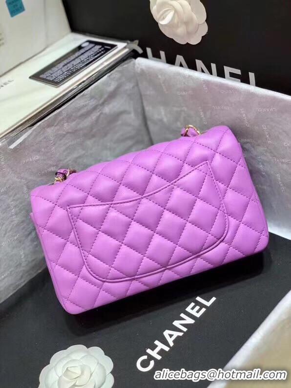 Top Quality Chanel MINI Flap Bag Original Sheepskin Leather 1116 Lavender & Gold-Tone Metal