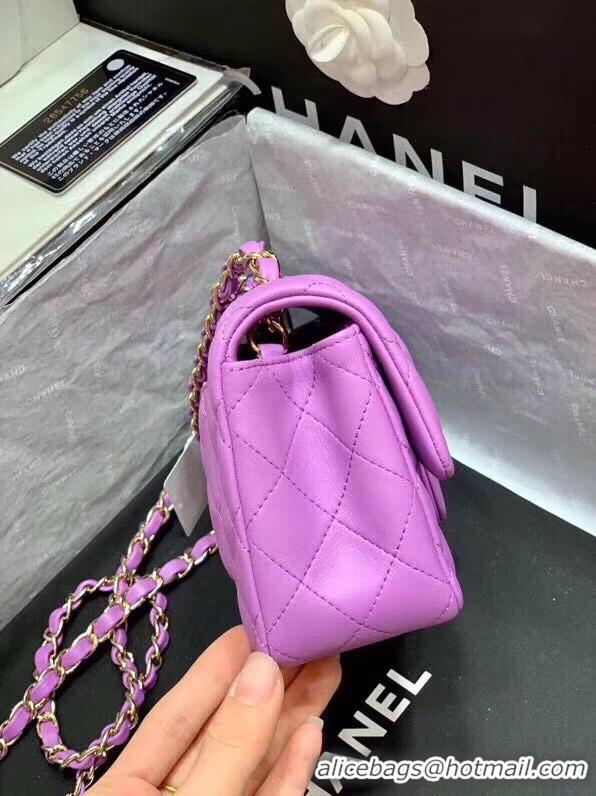 Top Quality Chanel MINI Flap Bag Original Sheepskin Leather 1116 Lavender & Gold-Tone Metal