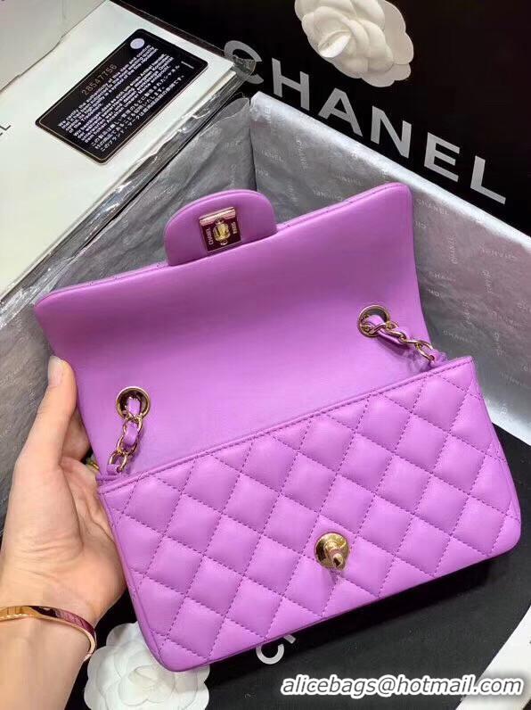 Top Quality Chanel MINI Flap Bag Original Sheepskin Leather 1116 Lavender & Gold-Tone Metal