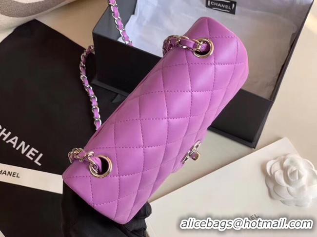 Famous Brand Chanel MINI Flap Bag Original Sheepskin Leather 1116 Lavender & silver-Tone Metal