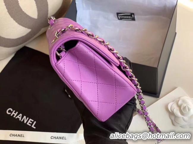 Famous Brand Chanel MINI Flap Bag Original Sheepskin Leather 1116 Lavender & silver-Tone Metal