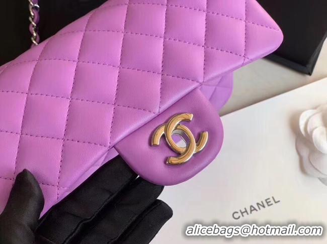 Famous Brand Chanel MINI Flap Bag Original Sheepskin Leather 1116 Lavender & silver-Tone Metal