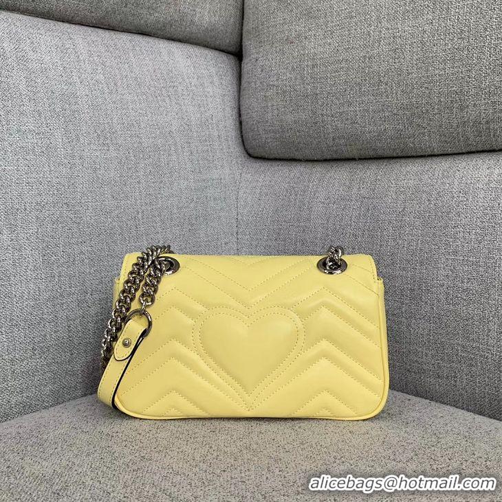 Durable Faux Gucci GG Marmont small shoulder bag 446744 yellow