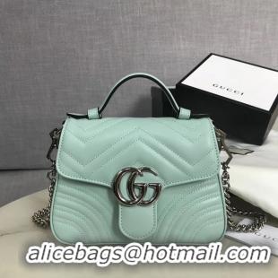 Cheapest Gucci GG Marmont mini top handle bag 547260 light blue