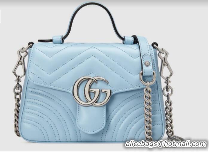 Cheapest Gucci GG Marmont mini top handle bag 547260 light blue