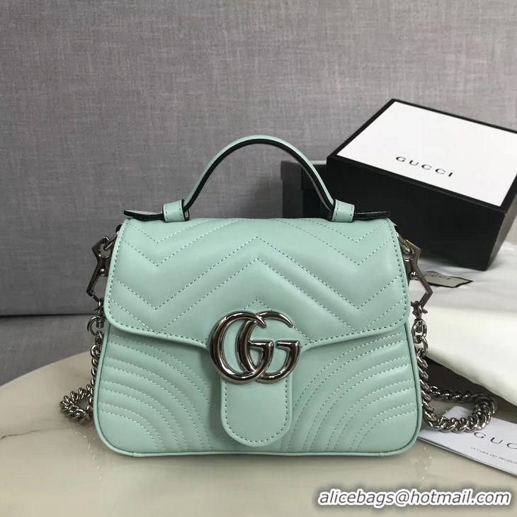 Cheapest Gucci GG Marmont mini top handle bag 547260 light blue