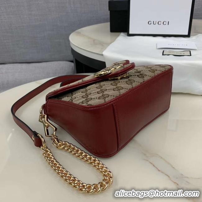 Famous Brand Gucci GG Supreme canvas Mini Top Handle Bag 583571 red