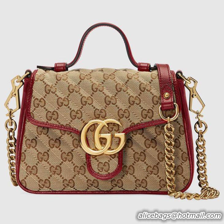 Famous Brand Gucci GG Supreme canvas Mini Top Handle Bag 583571 red