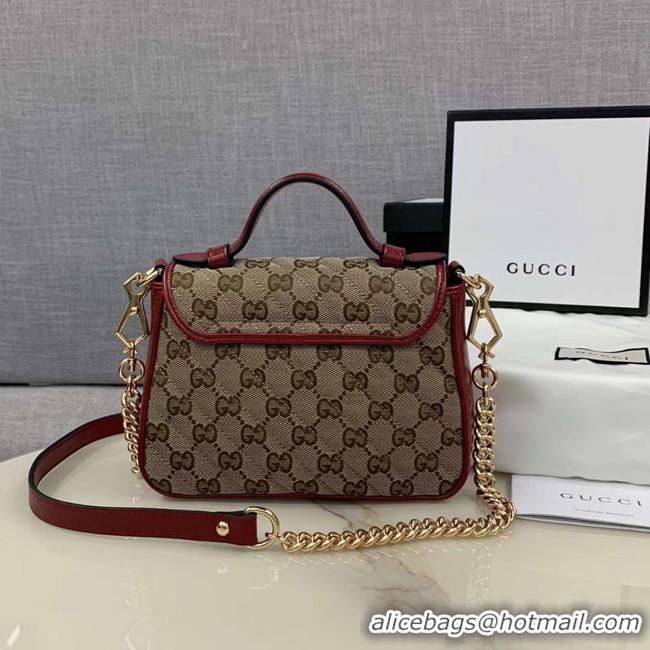 Famous Brand Gucci GG Supreme canvas Mini Top Handle Bag 583571 red