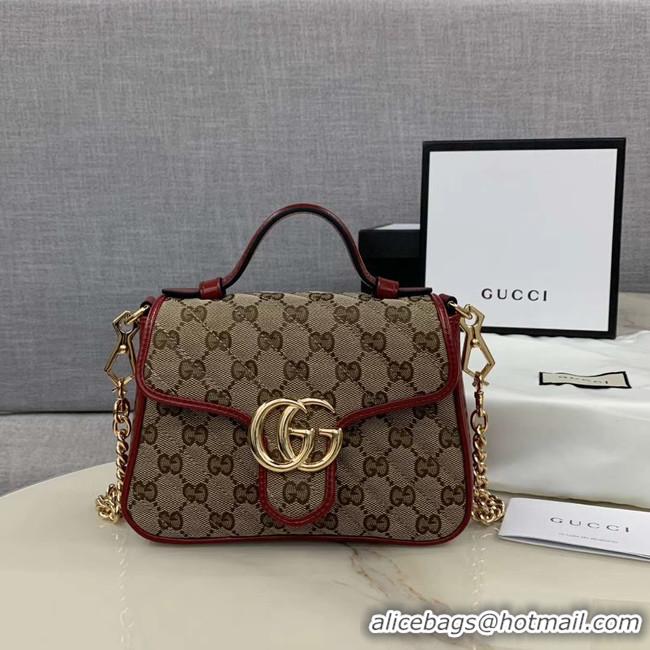 Famous Brand Gucci GG Supreme canvas Mini Top Handle Bag 583571 red