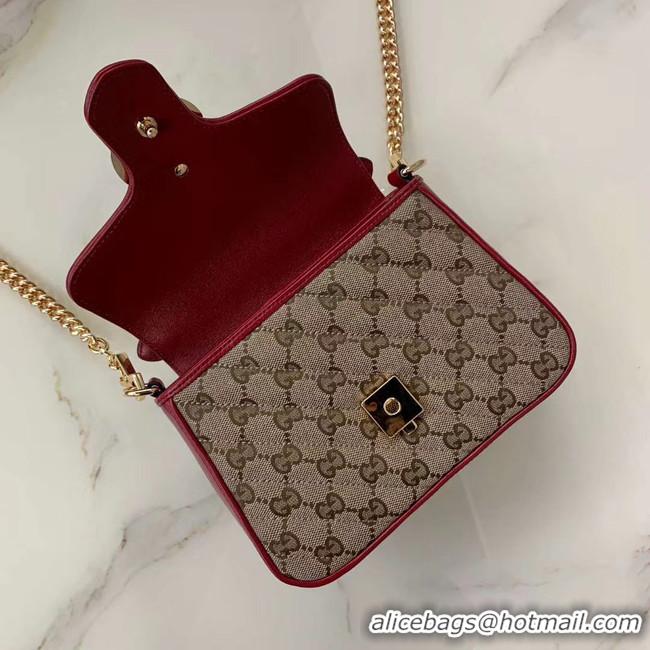 Famous Brand Gucci GG Supreme canvas Mini Top Handle Bag 583571 red