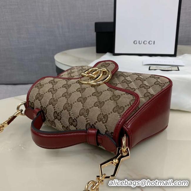 Famous Brand Gucci GG Supreme canvas Mini Top Handle Bag 583571 red