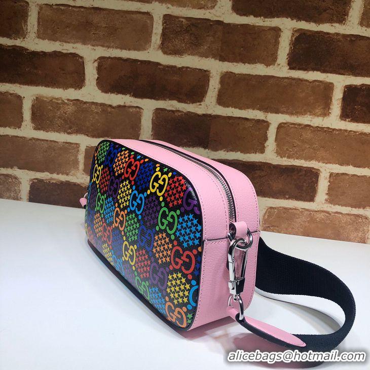 Luxury Discount Gucci GG Psychedelic Canvas Messenger Bag 574886 pink