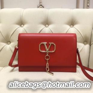 Unique Grade VALENTINO VLOCK Origianl leather shoulder bag 0909 red