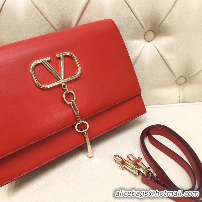 Unique Grade VALENTINO VLOCK Origianl leather shoulder bag 0909 red