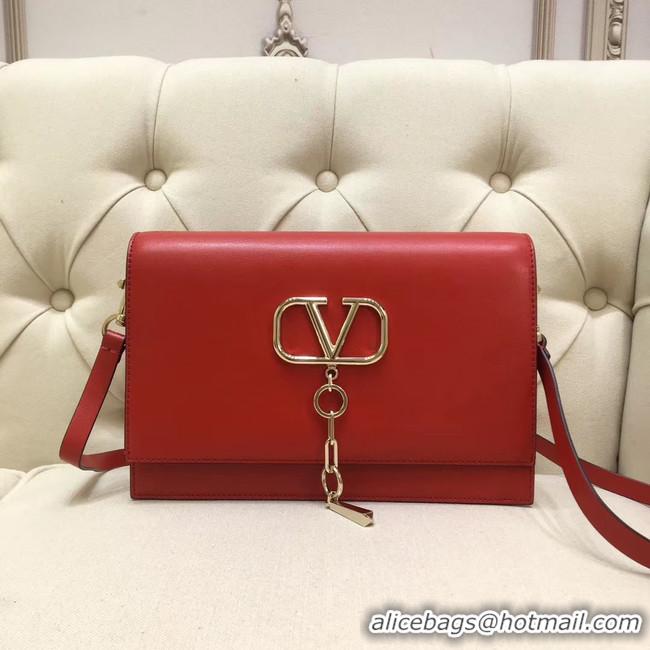 Unique Grade VALENTINO VLOCK Origianl leather shoulder bag 0909 red