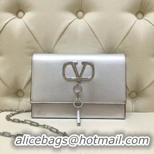 New Style VALENTINO VLOCK Origianl leather shoulder bag 0910 silver