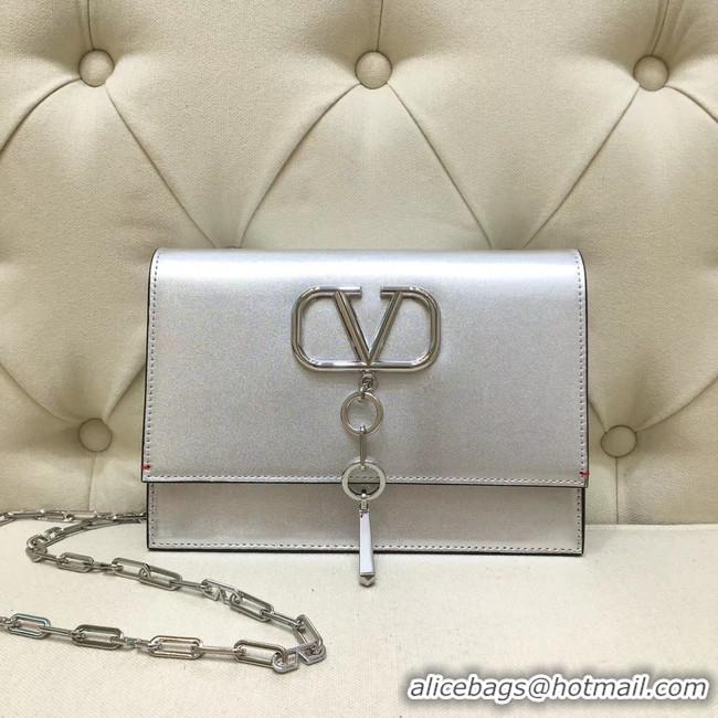 New Style VALENTINO VLOCK Origianl leather shoulder bag 0910 silver