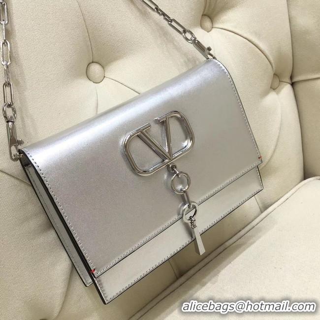 New Style VALENTINO VLOCK Origianl leather shoulder bag 0910 silver